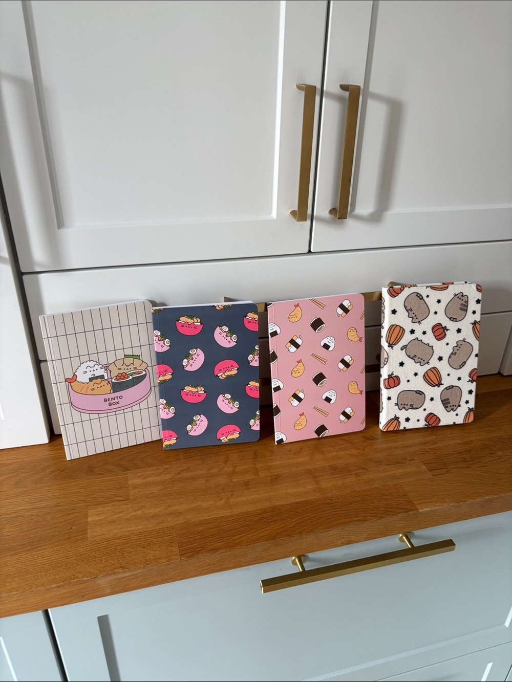 Cute Kawaii Bento & Pusheen Notebooks - Pink, Navy, Cream